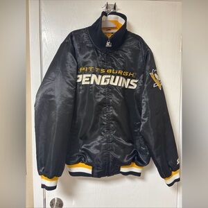 VINTAGE NHL HOCKEY PITTSBURGH PENGUINS STARTER JACKET SIZE L STARTER